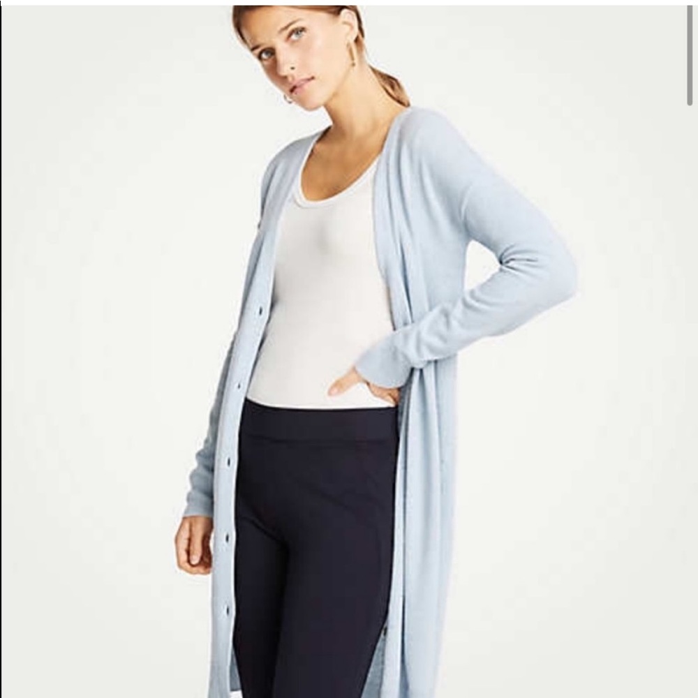 Ann Taylor Marled Boyfriend Cardigan in Blue Heather